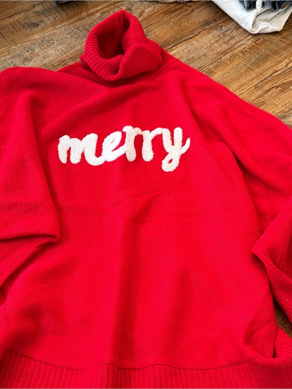 Red 'Merry' Turtleneck Holiday Sweater